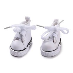 Blanc Chaussures en toile de poupée en tissu, baskets pour accessoires de poupées bjd, blanc, 55x29x40.5mm