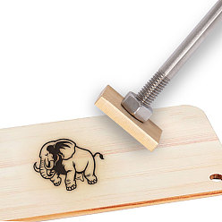 Elephant Stamping Embossing Soldering Brass with Stamp, for Cake/Wood, Golden, Elephant Pattern, 30mm