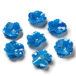 Royal Blue Flower Bead Cap, for DIY Jewelry Making, Royal Blue, 26~29x9~11mm, Hole: 1~1.4mm