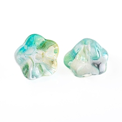 Vert Printanier Perles en verre electroplate, fleur de trompette, vert printanier, 8.5x8x5.5mm, Trou: 1mm