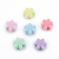 Mixed Color Christmas Opaque Resin Beads, Flocky Snowflake, Mixed Color, 13x15x6mm, Hole: 3.5mm