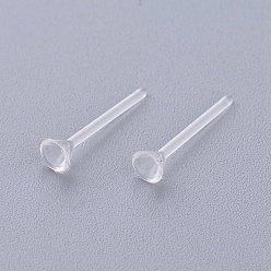 Clear Plastic Stud Earring Findings, Clear, 3mm, Pin: 0.7mm, about 1000pcs/bag
