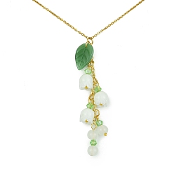 Vert Collier pendentif fleur de vie en verre avec chaînes câblées en acier inoxydable pour femmes, verte, 304 pouce (15.67 cm)