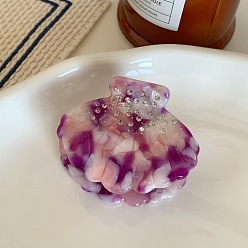 Púrpura Pinzas para el cabello con forma de garra de acetato de celulosa (resina), con diamantes de imitación, accesorios para el cabello para mujer niña, púrpura, 40x50 mm