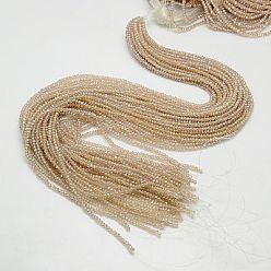 Bronze Perles en verre electroplate, de couleur plaquée ab , facette, rondelle, tan, 2.5x2mm, Trou: 0.8mm, Environ 168~170 pcs/chapelet, 16.9 pouce
