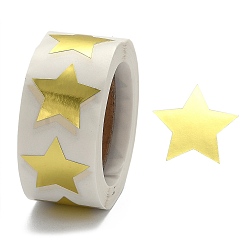 Gold Metallic Foil Star Shape Paper Sticker Labels, Writable Paper Star Shape Seal Labels, Teacher Supplies, Gold, 24x23.5mm, 500pcs/roll