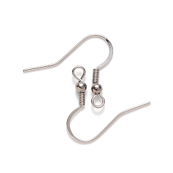 Stainless Steel Color 304 Stainless Steel French Earring Hooks, Flat Earring Hooks, Ear Wire, with Horizontal Loop, Stainless Steel Color, 18~20x21mm, Hole: 2.5mm, 21 Gauge, Pin: 0.7mm