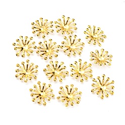 Oro Casquillos del grano de hierro, flor, dorado, 12~14x3.5 mm, agujero: 1.5 mm