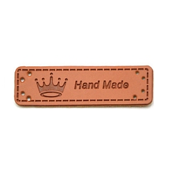 Crown Etiquetas rectangulares de cuero pu, etiqueta en relieve hecha a mano, con agujeros, para jeans de bricolaje, , , accesorios de sombrero, corona, 15x50 mm