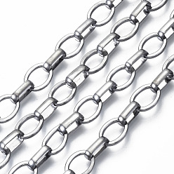 Gunmetal Unwelded Iron Box Chains, Cable Chains, with Spool, Gunmetal, 13.4x10.3x1.6mm and 11.6x6.3~6.6x3mm, about 32.8 Feet(10m)/roll