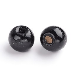 Black Natural Wood Beads, Rondelle, Lead Free, Dyed, Black, 8mm, Hole: 3mm, about 5600pcs/1000g