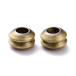 Brushed Antique Bronze Rack Plating Brass Spacer Beads, Lead Free & Cadmium Free, Grooved, Rondelle, Brushed Antique Bronze, 4.5x2.5mm, Hole: 2mm