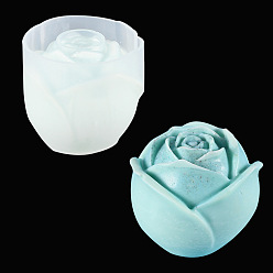 Blanc Moules à bougies parfumées, moules en silicone pour fleurs de roses, pour Saint Valentin, blanc, 6x6.5 cm