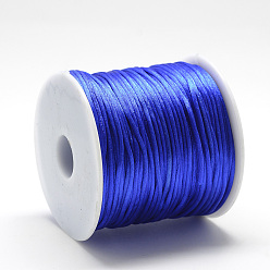 Bleu Fil de nylon, corde de satin de rattail, bleu, environ 1 mm, environ 76.55 yards (70m)/rouleau