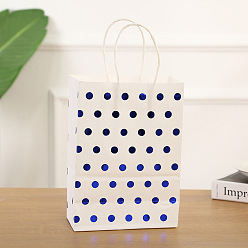 Azul Bolsas de papel rectangulares con patrón de lunares, con asas, para bolsas de regalo, azul, 8x15x21 cm