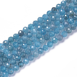 Apatite Perles naturelles apatite brins, facette, ronde, 3~3.5x2.5~3mm, Trou: 0.3mm, Environ 114~141 pcs/chapelet, 15.1~16.4 pouce (38.4~41.8 cm)