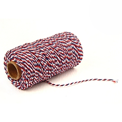Coloré 100m macramé 2-fil tressé en coton, avec bobine, ronde, colorées, 2mm, environ 109.36 yards (100m)/rouleau