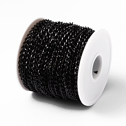 Electrophoresis Black 304 Stainless Steel Twisted Chain Curb Chains, Unwelded, with Spool, Electrophoresis Black, 6x4x0.8mm, about 32.8 Feet(10m)/roll