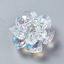 Claro AB Perlas de vidrio tejida, perlas de racimo, loto, claro ab, 35x19 mm, agujero: 8 mm