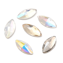 Mixed Color K5 Glass Rhinestone Cabochons, Flat Back & Back Plated, Faceted, Horse Eye, Mixed Color, 15x7x4.5mm