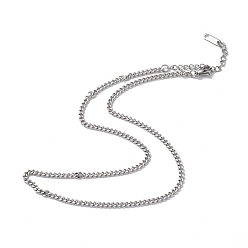 Stainless Steel Color 304 Stainless Steel Curb Chain Necklace for Men Women, Stainless Steel Color, 15.79 inch(40.1cm)
