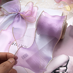 Purple Organza Ribbon, for Bowknot Tie, Sew on Hair Barrette Accessories, Purple, 2-3/8 inch(60mm), about 38.28 Yards(35m)/Bag