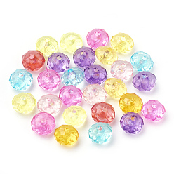 Mixed Color Transparent Acrylic Beads, Faceted, Rondelle, Mixed Color, 8x5.5mm, Hole: 1.5mm, about 2790pcs/500g