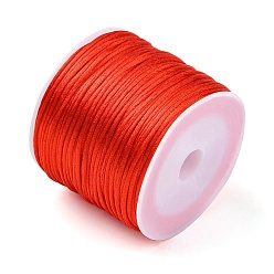 Rouge Orange Cordon de satin queue de rat en nylon m, chaîne de perles, pour le nouage chinois, fabrication de bijoux, rouge-orange, 30mm, environ 1 yards (32.81m)/rouleau