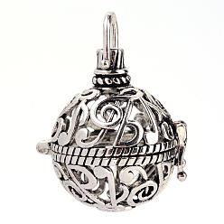 Античное Серебро Подвески из латуни, для ожерелья, полые круглые с музыкальной ноты, античное серебро, 31x28x25 мм, отверстия: 6x6 мм, Внутренняя мера: 20 мм