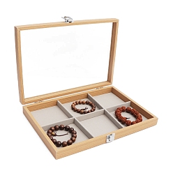 Blanc Navajo Boîtes de présentation de bijoux en bois rectangle avec compartiments, vitrine de bijoux visible et claire pour bracelets, Anneaux, , navajo blanc, 6 cm