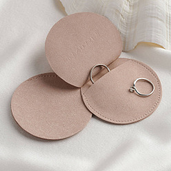 Brun Rosé  Pochettes enveloppes à bijoux en velours, bijoux cadeau sacs, pour bague collier boucle d'oreille bracelet, plat rond, brun rosé, 7 cm
