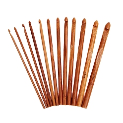 Fuego Ladrillo 12 piezas de agujas de tejer de bambú carbonizado, ganchos de ganchillo, para trenzar herramientas de ganchillo, ladrillo refractario, 150 mm
