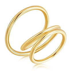 Oro 925 anillo grueso de tres vueltas entrelazadas de plata de ley, joyería de envoltura de alambre para mujer, dorado, tamaño de EE. UU. 6 1/2 (16.9 mm)
