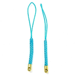 Turquoise Foncé Sangles mobiles en corde polyester, avec accessoires en fer plaqués or , turquoise foncé, 7.6~8.1 cm