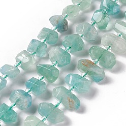 Fluorite Natural Fluorite Beads Strands, Faceted, Nuggets, 9.5~10x13~21x10mm, Hole: 2mm, about 29~30pcs/strand, 16.14~16.54 inch(41~42cm)