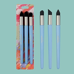 Azul Cielo 3 bolígrafo de madera y esponja, cepillo de esponja para frotar bocetos lavables, Herramientas de licuadoras de arte de dibujo de bocetos reutilizables para artistas, luz azul cielo, 14.9 cm