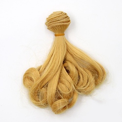 Vara de Oro Pelo largo de la peluca de la muñeca del peinado de la permanente de la pera de la fibra de alta temperatura, para diy girl bjd makings accesorios, vara de oro, 5.91~39.37 pulgada (15~100 cm)