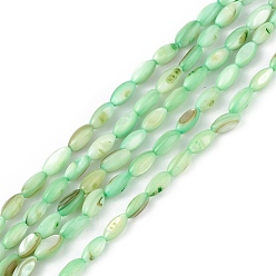 Dark Sea Green Natural Freshwater Shell Dyed Beads Strands, Horse Eye, Dark Sea Green, 9.5x5mm, Hole: 0.8mm, about 41pcs/strand, 14.96''(38cm)