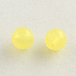 Champagne Yellow Imitation Jelly Round Acrylic Beads, Champagne Yellow, 10mm, Hole: 1.5mm, about 920pcs/500g