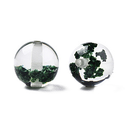 Vert Foncé Des perles de résine transparentes, ronde, vert foncé, 12x11.5mm, Trou: 1.6~1.8mm
