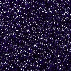 (RR176) Transparent Cobalt Luster MIYUKI Round Rocailles Beads, Japanese Seed Beads, (RR176) Transparent Cobalt Luster, 8/0, 3mm, Hole: 1mm, about 422~455pcs/bottle, 10g/bottle