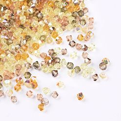Verge D'or Perles de verre tchèques, facette, Toupie, verge d'or, 3x2.5~3mm, Trou: 0.8mm, environ 720 pcs / sachet 