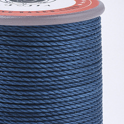 Bleu Acier Cordon de polyester ciré, cordon micro macramé, cordon torsadé, ronde, bleu acier, 1mm, environ 57.96~65.62 yards (53~60m)/rouleau