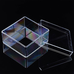 Clear Polystyrene Plastic Bead Containers, Square , Clear, 10.5x10.5x6cm