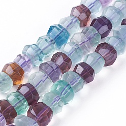 Fluorite Natural Rainbow Fluorite Beads Strands, Faceted, Rondelle, 8~10x5~8mm, Hole: 1mm, about 65pcs/strand, 16 inch