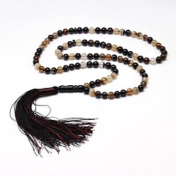 Black Agate Natural Black Agate Beads Mala Beads Bracelets, Black, 630mm