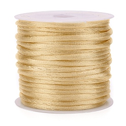 Caqui Claro Cuerda de nylon, cordón de cola de rata de satén, para hacer bisutería, anudado chino, caqui claro, 1.5 mm, aproximadamente 16.4 yardas (15 m) / rollo
