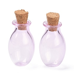 Ciruela Adorno de botellas de corcho de vidrio ovalado, vaso vacío deseando botellas, viales de bricolaje para decoraciones colgantes, ciruela, 15.5x26~30 mm
