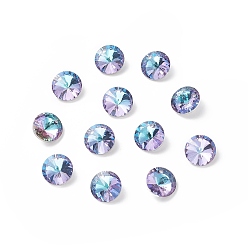 Purple Glass Charms, Faceted, Cone, Purple, 14x7mm, Hole: 1mm