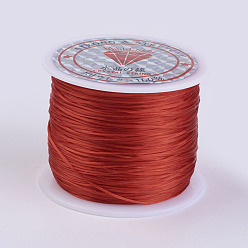 Rouge Foncé Chaîne de cristal élastique plat, fil de perles élastique, pour la fabrication de bracelets élastiques, rouge foncé, 0.5mm, environ 49.21 yards (45m)/rouleau